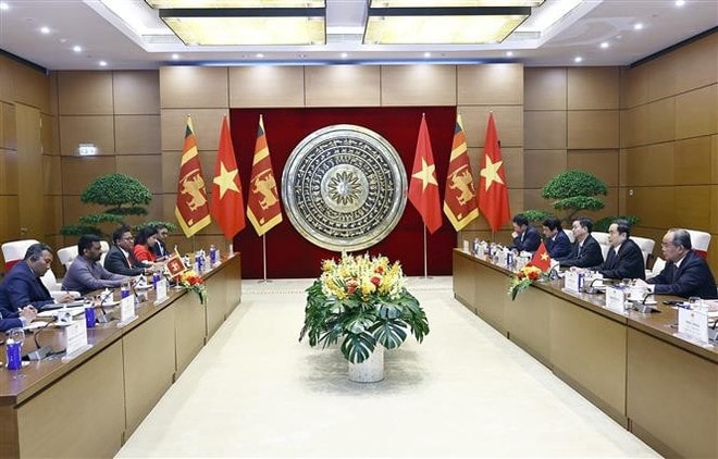 An overview of the meeting (Photo: VNA) vna-potal-chu-tich-quoc-hoi-tran-thanh-man-hoi-kien-tong-thong-sri-lanka-8013891.jpg
