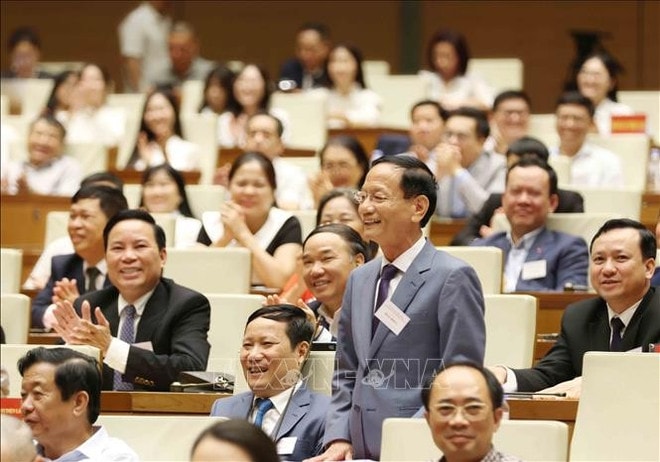 Chairman of Geleximco Group Vu Van Tien speaks at the national conference. (Photo: VNA) to-lam-2.jpg