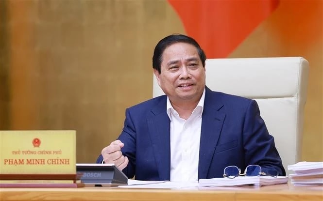 Prime Minister Pham Minh Chinh addresses the Government’s law-building session in Hanoi on May 22. (Photo: VNA)