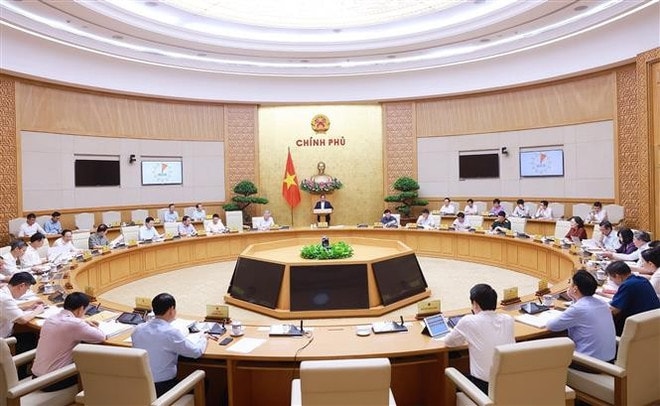 An overview of the Government’s law-building session in Hanoi on May 22 (Photo: VNA) vna-potal-thu-tuong-chu-tri-hop-chinh-phu-chuyen-de-ve-xay-dung-phap-luat-thang-5-8046798.jpg