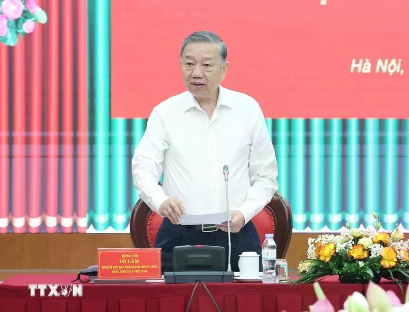 Party General Secretary To Lam speaks at the working session with the Party Central Committee’s Inspection Commission. (Photo: VNA)
