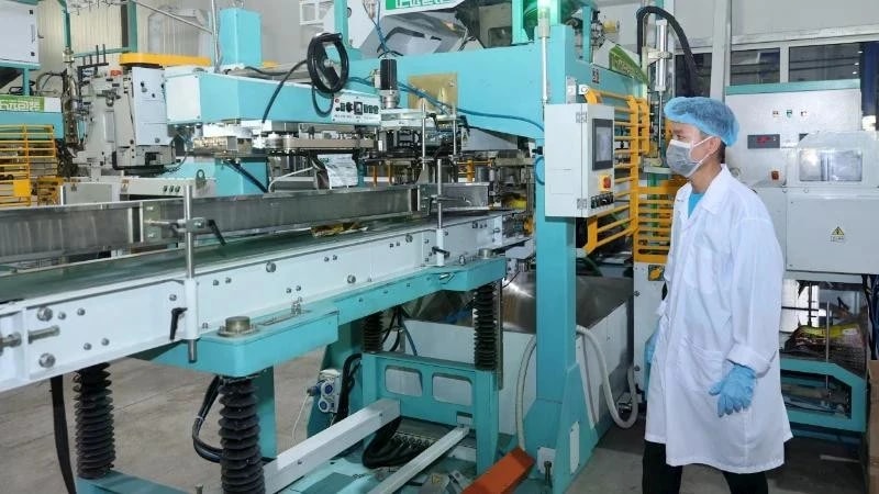 Vietnam Rice Compay Limited in Dong Thap province has invested in a modern rice packaging line for export. (Photo: nhandan.vn)