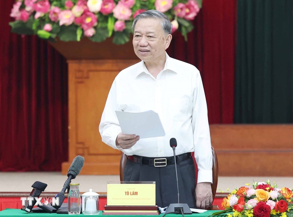 Tổng Bí thư Tô Lâm phát biểu. (Ảnh: Thống Nhất/TTXVN)