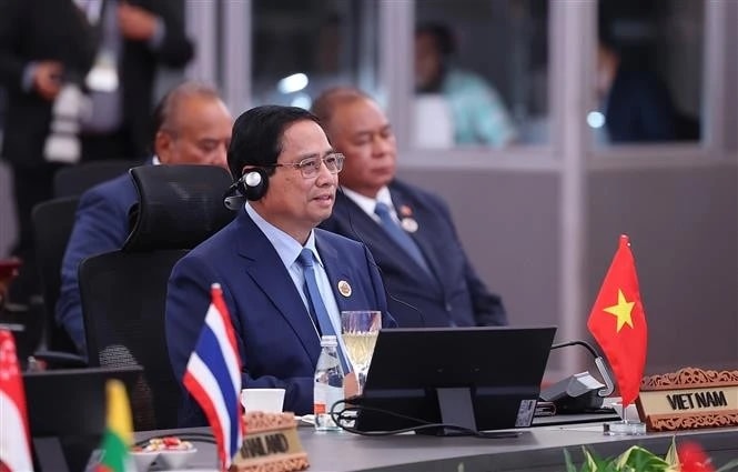 Prime Minister Pham Minh Chinh speaks at the second ASEAN-GCC Summit. (Photo: VNA)