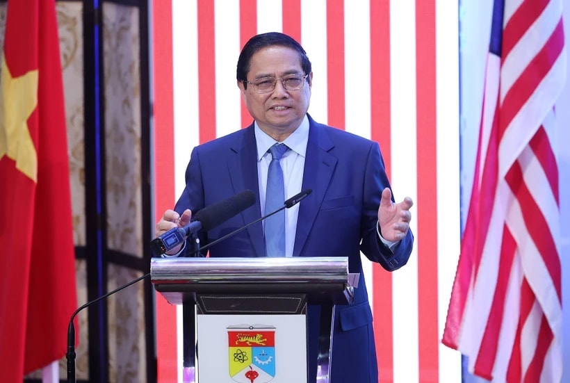 Vietnamese Prime Minister Pham Minh Chinh speaks at National University of Malaysia (Photo: VNA)
