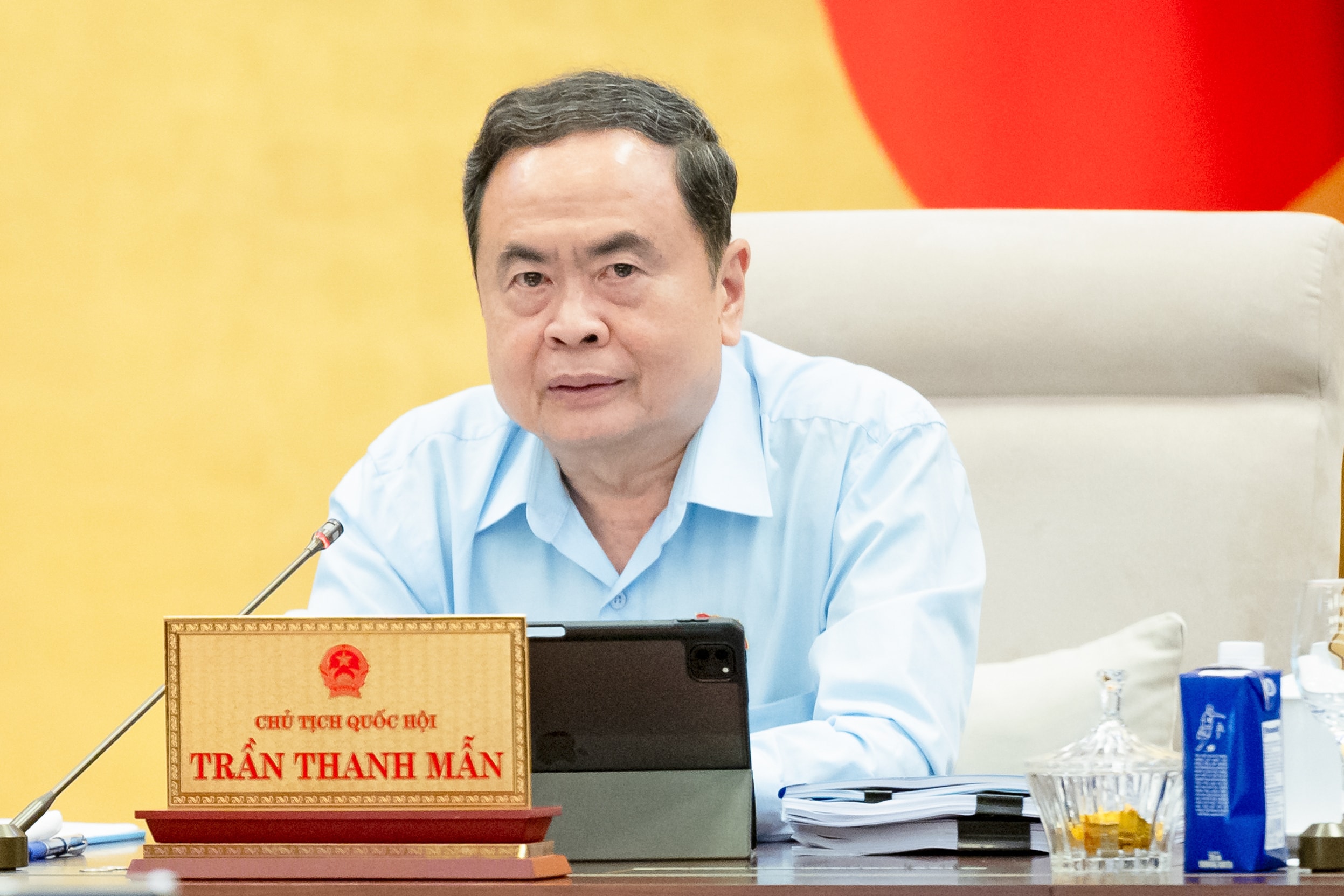 Chủ tịch Quốc hội Trần Thanh Mẫn phát biểu tại phiên họp. Ảnh: Phạm Thắng