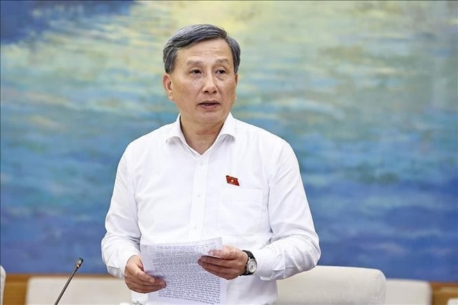 Chairman of the NA’s Committee for Science, Technology and Environment Le Quang Huy speaks at the meeting. (Photo: VNA) huy.jpg