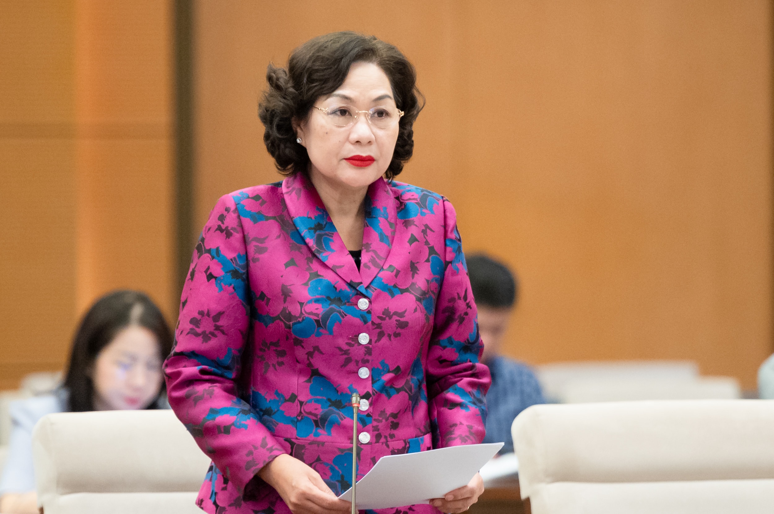 Thống đốc Ngân hàng Nhà nước Việt Nam Nguyễn Thị Hồng phát biểu. Ảnh: Phạm Thắng