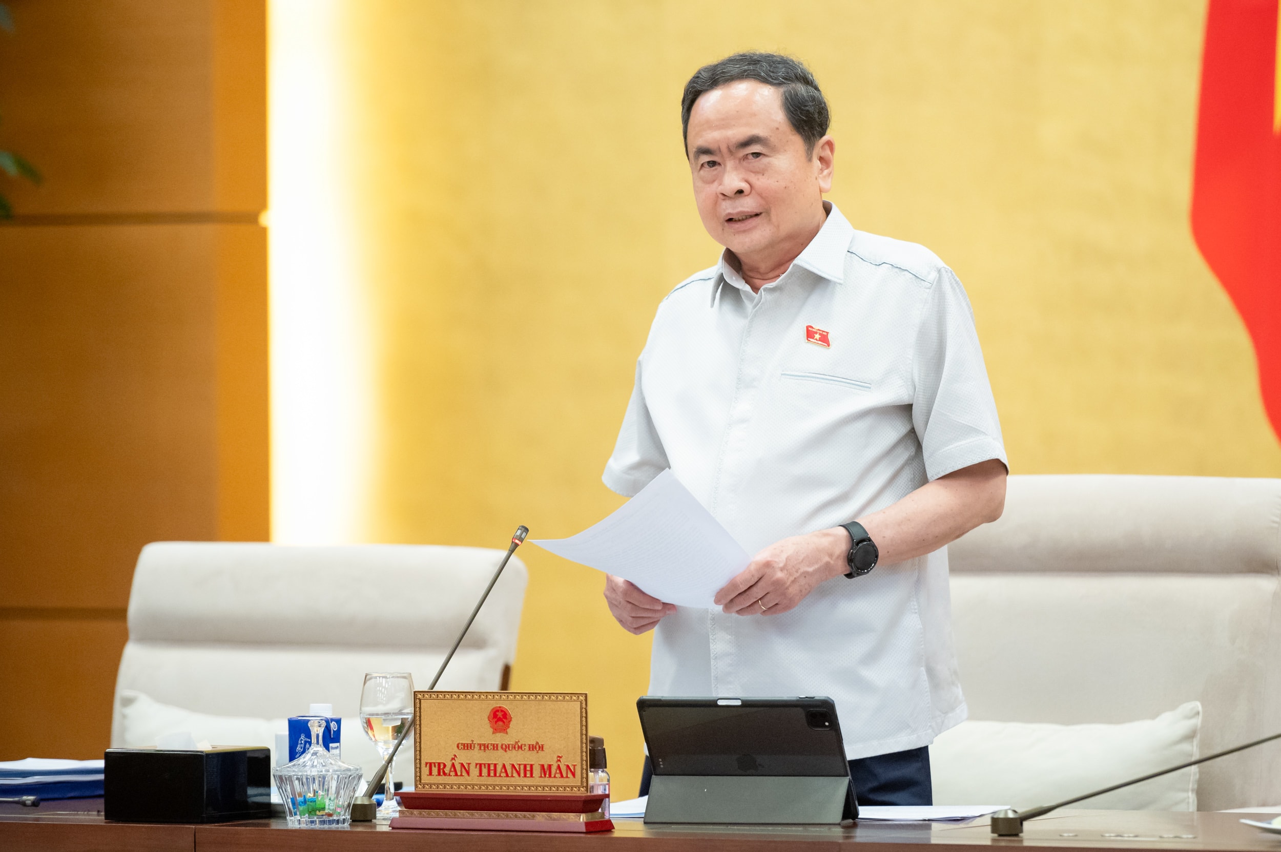 Chủ tịch Quốc hội Trần Thanh Mẫn phát biểu bế mạc. Ảnh: Phạm Thắng