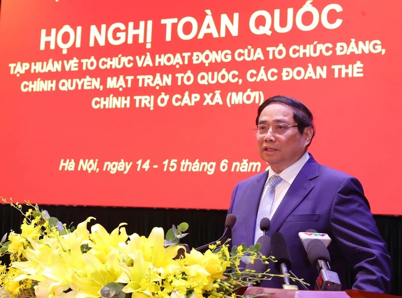 Prime Minister Pham Minh Chinh at the national training conference (Photo: VNA)