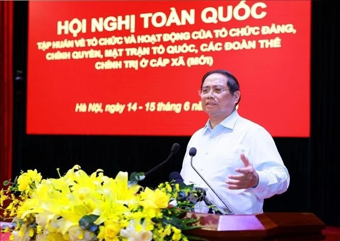 Prime Minister addresses the conference on June 15 (Photo: VNA)