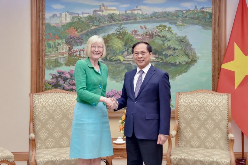 Deputy PM and Minister of Foreign Affairs Bui Thanh Son (R) and Australian Ambassador Gillian Bird (Photo: VNA)