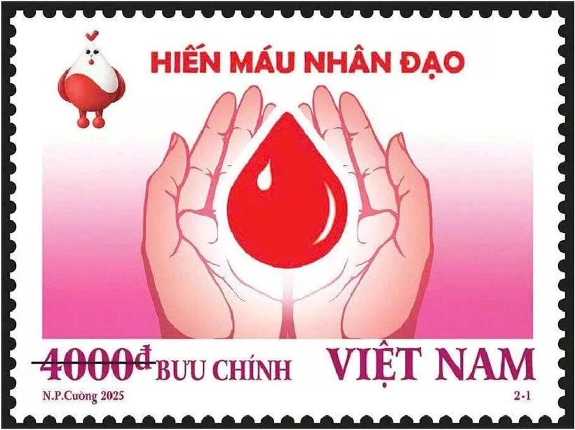 A stamp set dedicated to the theme of blood donation. (Photo: ictvietnam.vn)
