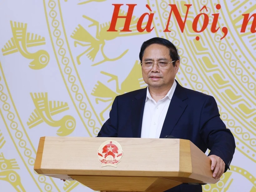 Prime Minister Pham Minh Chinh speaks at the national conference on the organisation of the high school graduation examination on June 18. (Photo: VNA)