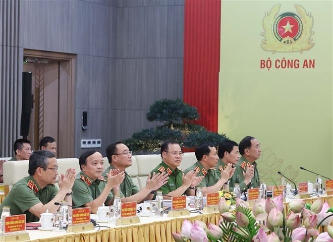 Officials attend the Central Public Security Party Committee's mid-year conference on June 19. (Photo: VNA) to-lam-4.jpg