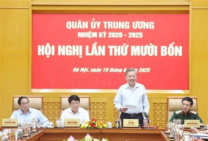 Party General Secretary To Lam, Secretary of the Central Military Commission, speaks at the commission's 14th conference on June 19. (Photo: VNA)