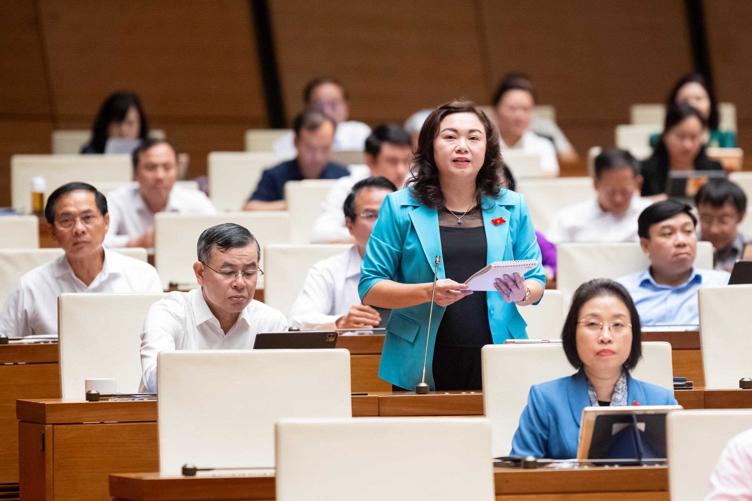 ĐBQH Đặng Bích Ngọc (Hòa Bình) chất vấn. Ảnh: Phạm Thắng