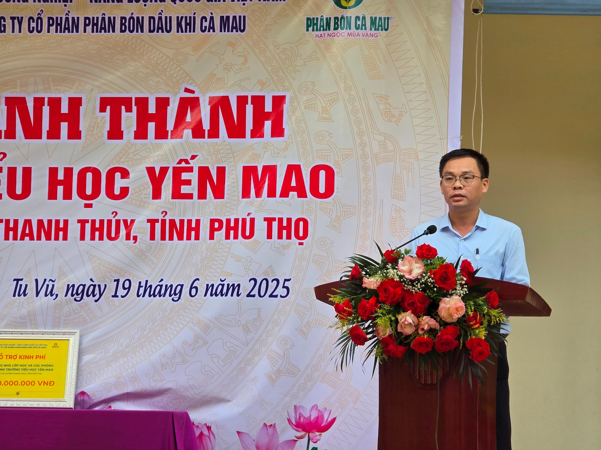 Đại diện PVCFC phát biểu tại lễ khánh thành.