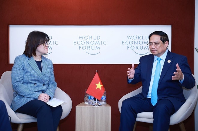 PM Pham Minh Chinh (R) meets with Anne Tse, CEO Asia Pacific at Pepsico, on June 25. (Photo: VNA) vna-potal-thu-tuong-tiep-lanh-dao-mot-so-tap-doan-dang-dau-tu-tai-viet-nam-8112649.jpg