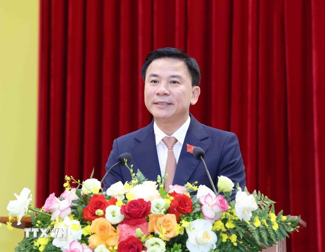 Đồng chí Đỗ Trọng Hưng, Ủy viên Trung ương Đảng, Phó Trưởng Ban Tổ chức Trung ương, Bí thư Đảng uỷ Cơ quan Ban Tổ chức Trung ương phát biểu khai mạc Đại hội. (Ảnh: Phương Hoa/TTXVN) ttxvn-dai-hoi-dang-bo-co-quan-ban-to-chuc-trung-uong-nhiem-ky-2025-2030-2606-2.jpg