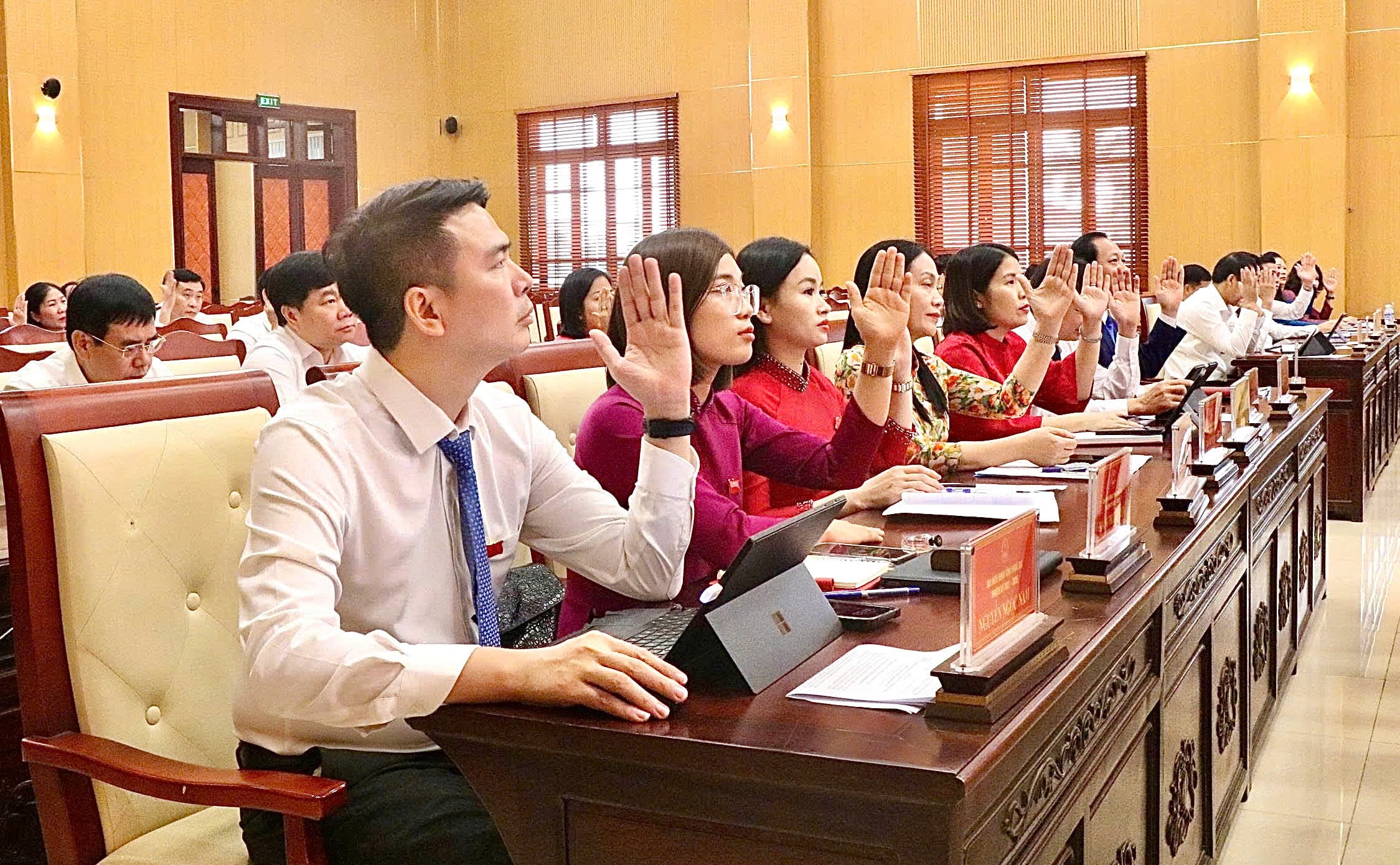 Các đại biểu thông qua Nghị quyết tại kỳ họp