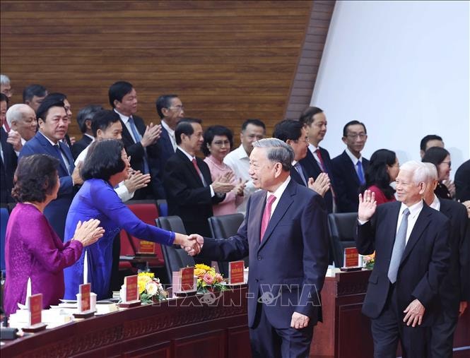 Tổng Bí thư Tô Lâm dự Lễ công bố Nghị quyết sáp nhập đơn vị hành chính tại Thành phố Hồ Chí Minh. Ảnh: Thống Nhất/TTXVN