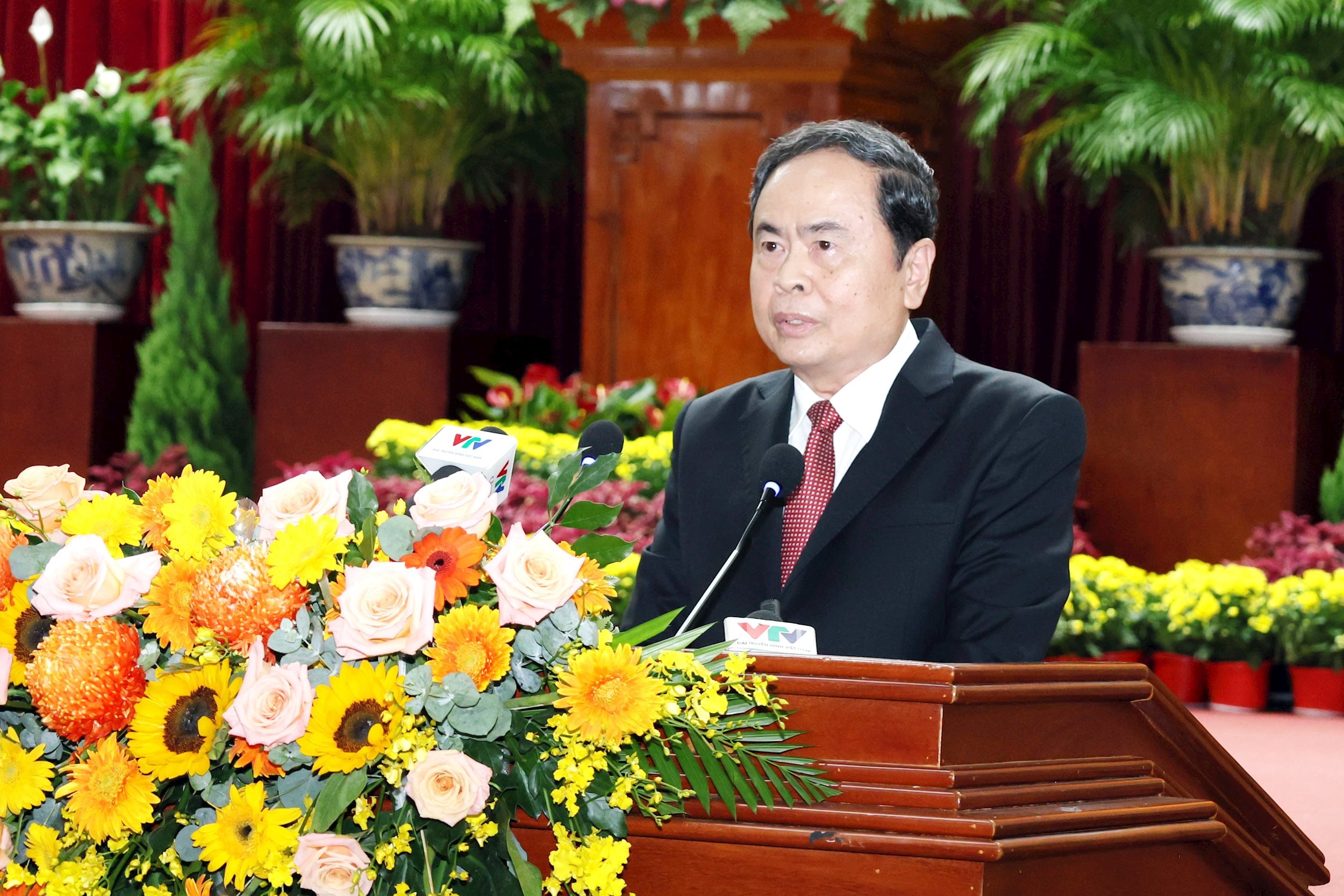 Chủ tịch Quốc hội Trần Thanh Mẫn phát biểu chỉ đạo tại Lễ công bố Nghị quyết, Quyết định. Ảnh: Hải Hành