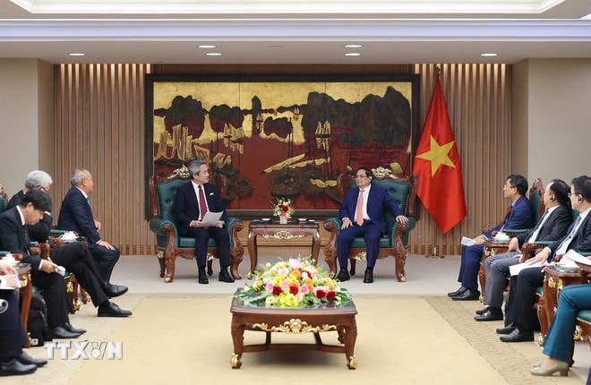 Thủ tướng Phạm Minh Chính tiếp ông Masayuki Omoto, Tổng Giám đốc Tập đoàn Marubeni (Nhật Bản). (Ảnh: Dương Giang/TTXVN) ttxvn-thu-tuong-tiep-tong-giam-doc-tap-doan-marubeni-1.jpg