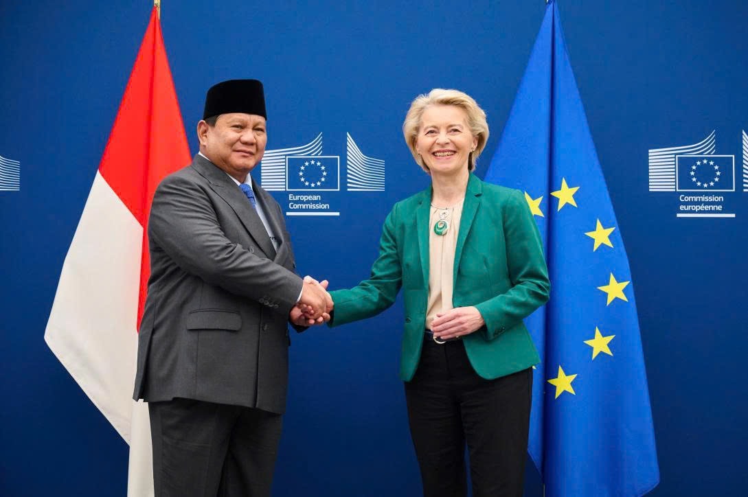 Tổng thống Indonesia Prabowo Subianto và Chủ tịch EC Ursula von der Leyen tại Brussels, Bỉ ngày 13/7. Ảnh: europa.eu