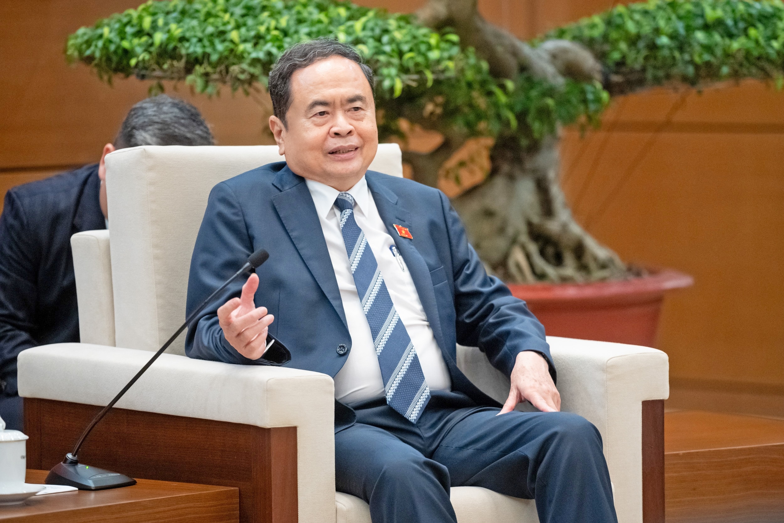 Chủ tịch Quốc hội Trần Thanh Mẫn phát biểu tại cuộc tiếp. Ảnh: Phạm Thắng