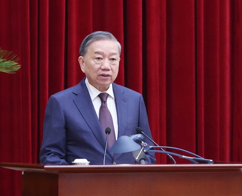 Party General Secretary To Lam speaks at the 12th plenum of the 13th Party Central Committee in Hanoi on July 18. (Photo: VNA)