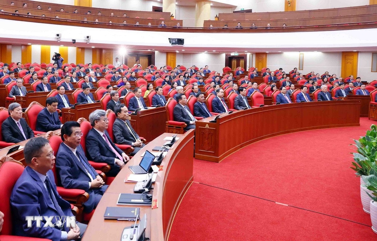 Các đại biểu tham dự bế mạc Hội nghị lần thứ 12 Ban Chấp hành Trung ương Đảng khóa XIII. Ảnh: Phạm Kiên/TTXVN