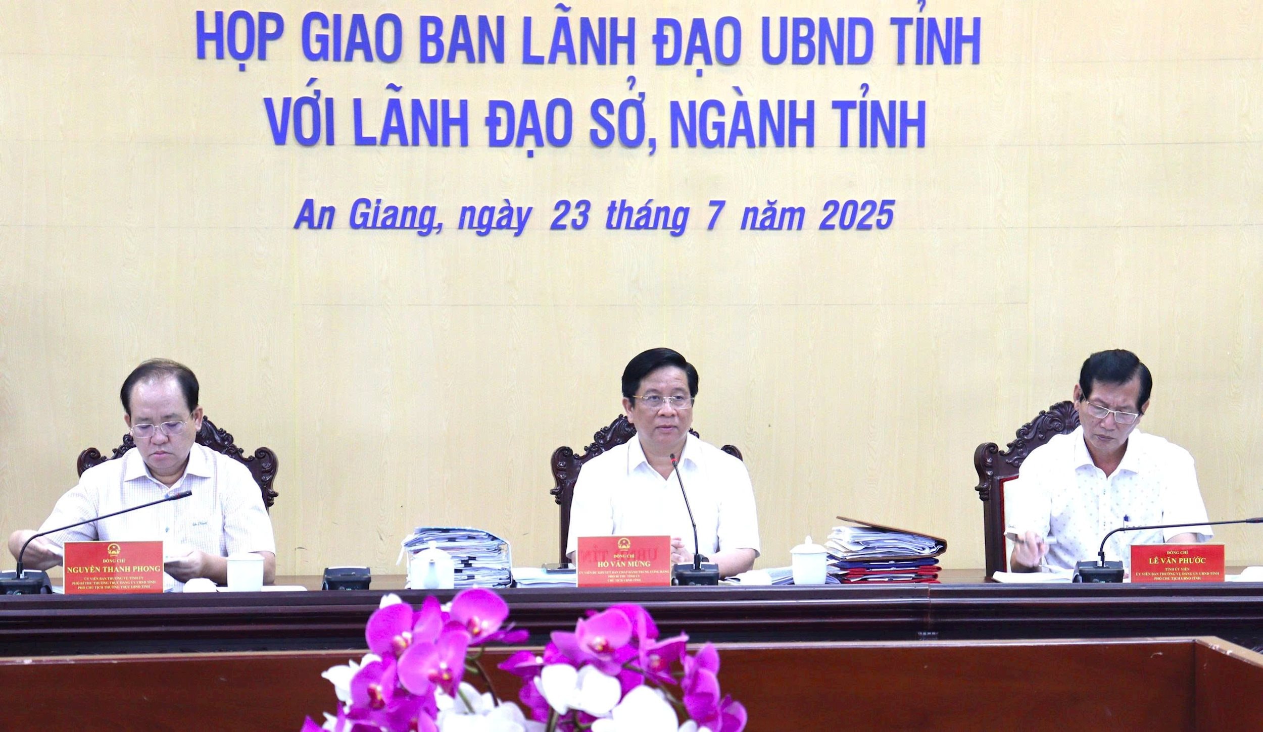 Chủ tịch UBND tỉnh An Giang Hồ Văn Mừng phát biểu chỉ đạo tại cuộc họp