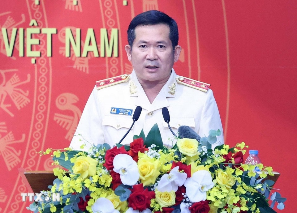 Cục trưởng Cục An ninh chính trị nội bộ, Trung tướng Đinh Văn Nơi phát biểu. Ảnh: Thống Nhất/TTXVN