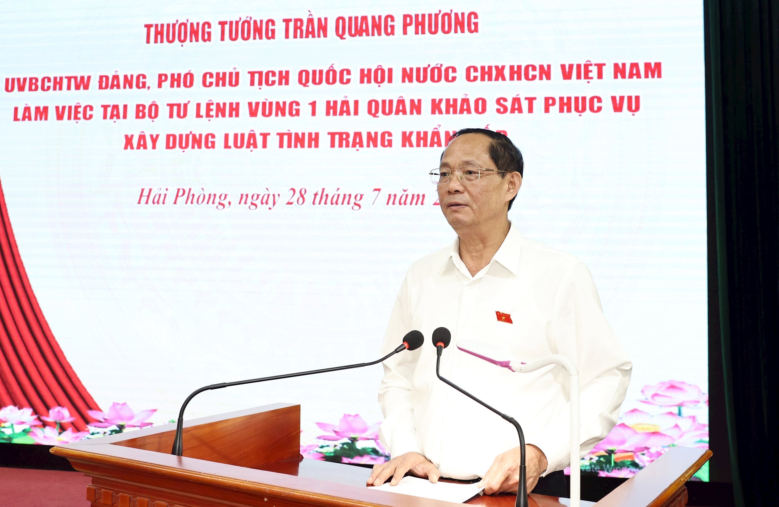 Phó Chủ tịch Quốc hội, Thượng tướng Trần Quang Phương phát biểu