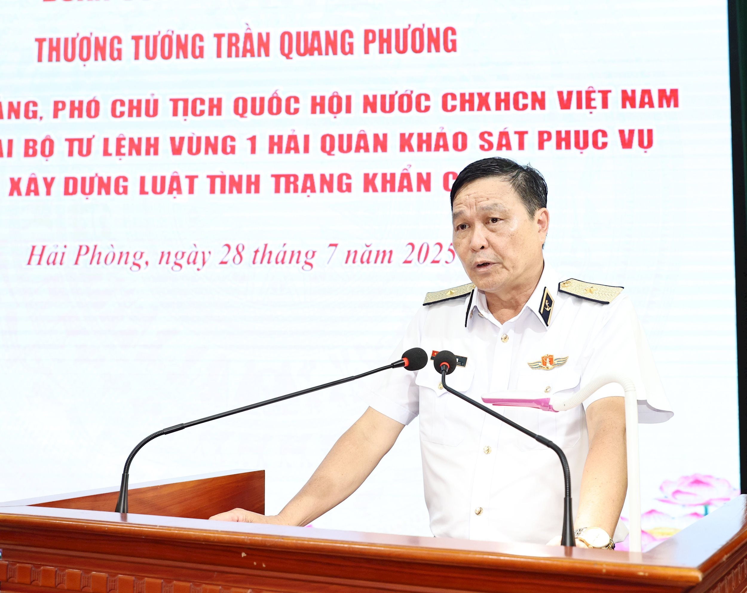 Tư lệnh Vùng I Hải quân, Chuẩn Đô đốc Vũ Văn Nam phát biểu