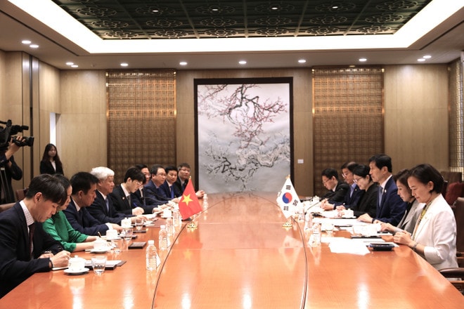 At the meeting with Deputy Speaker of the RoK National Assembly Lee Hack Young (Photo: VNA) vna-potal-thuc-day-hop-tac-song-phuong-viet-nam-han-quoc-tren-nhieu-binh-dien-8183360.jpg