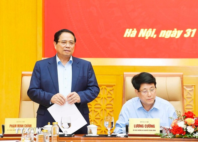 Thủ tướng Phạm Minh Chính phát biểu. (Ảnh: TTXVN phát) Thủ tướng Phạm Minh Chính phát biểu. Ảnh: TTXVN