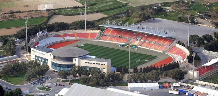 Aerial view of Malta's national stadium
