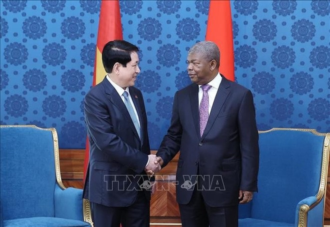 State President Luong Cuong (L) and Angolan President João Manuel Gonçalves Lourenço. (Photo: VNA) k-8257.jpg
