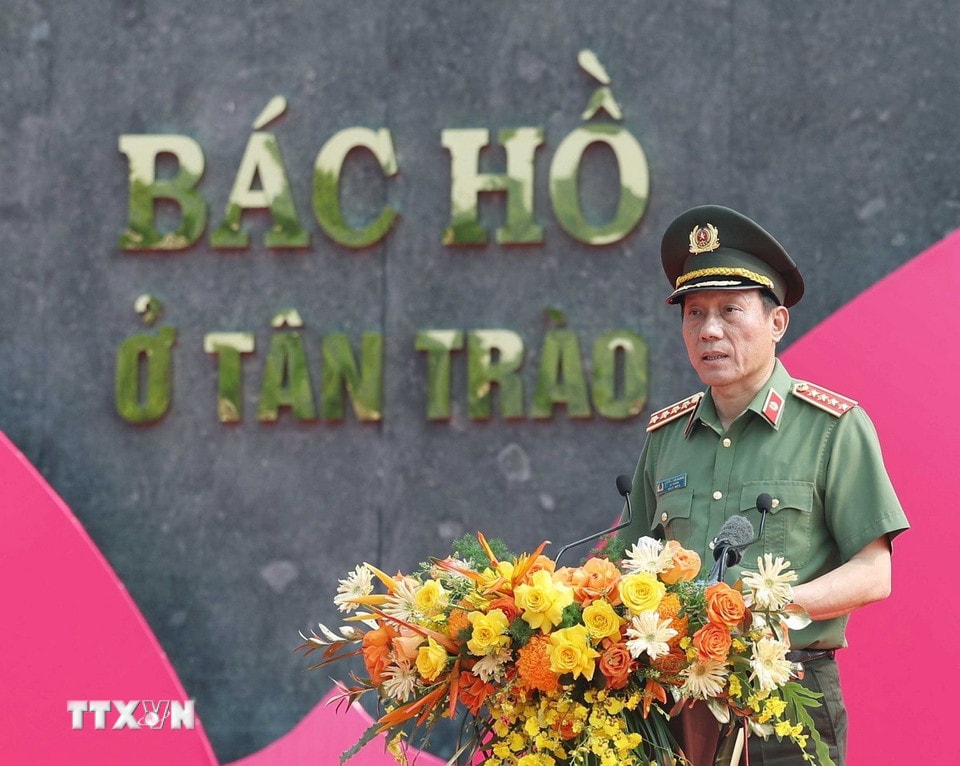 Đại tướng Lương Tam Quang, Ủy viên Bộ Chính trị, Bộ trưởng Bộ Công an phát biểu. (Ảnh: Thống Nhất/TTXVN)