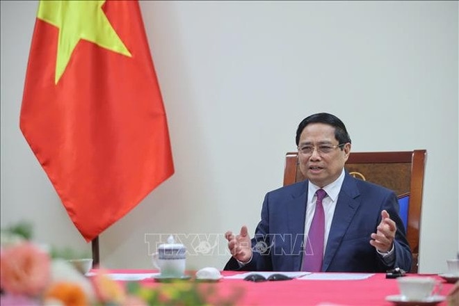 Vietnamese Prime Minister Pham Minh Chinh holds phone talks with his Cambodian counterpart Hun Manet on August 15 afternoon. (Photo: VNA) pham-minh-chinh-2.jpg