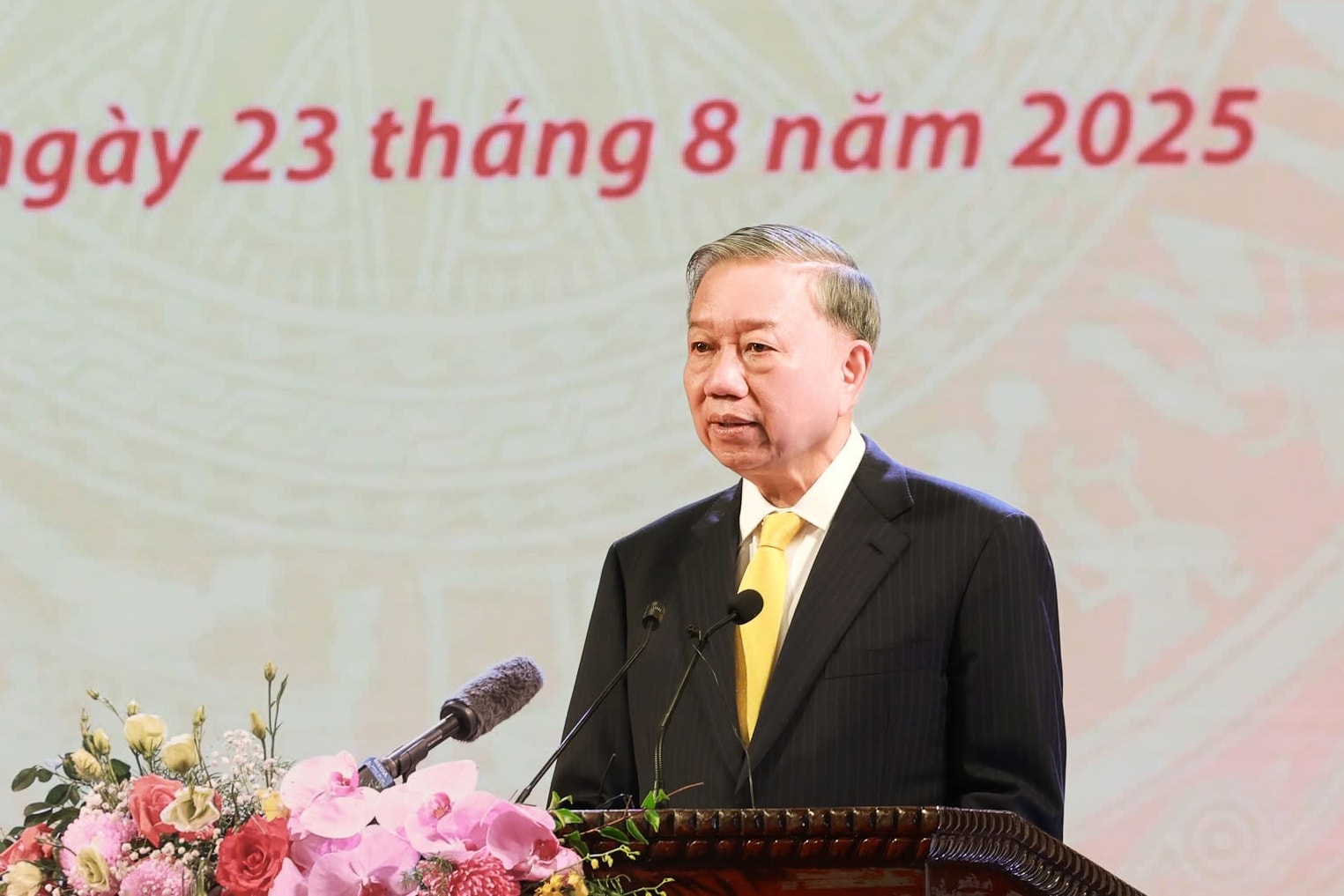 Tổng Bí thư Tô Lâm dự, phát biểu chỉ đạo tại Lễ kỷ niệm 80 năm Ngày truyền thống ngành Văn hóa (28/8/1945 - 28/8/2025)