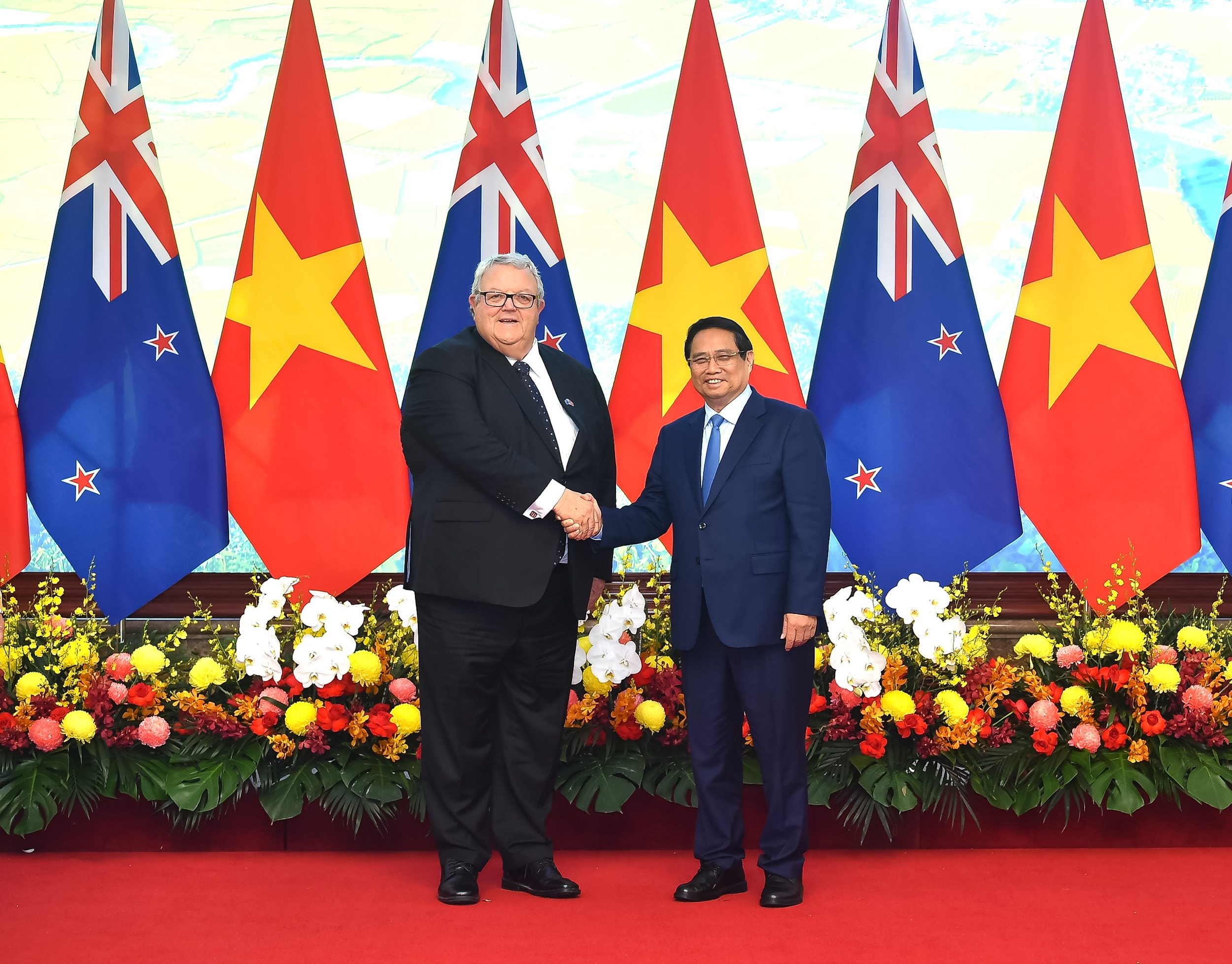 01 - Chủ tịch Quốc hội New Zealand Gerry Brownlee hội kiến Thủ tướng Chính phủ Phạm Minh Chính - Ảnh: Trọng Hải