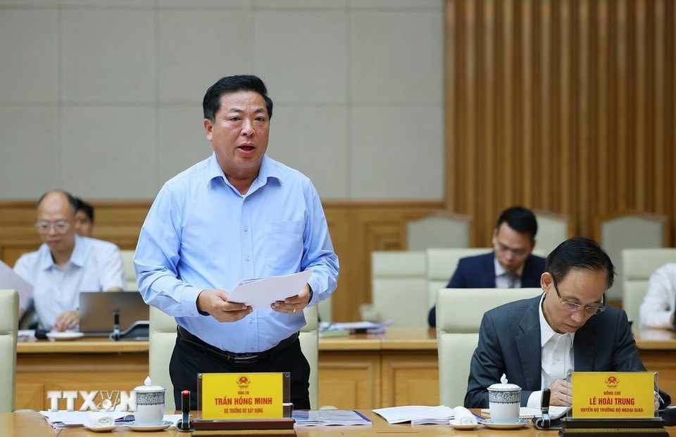 Bộ trưởng Bộ Xây dựng Trần Hồng Minh phát biểu. (Ảnh: Dương Giang/TTXVN)