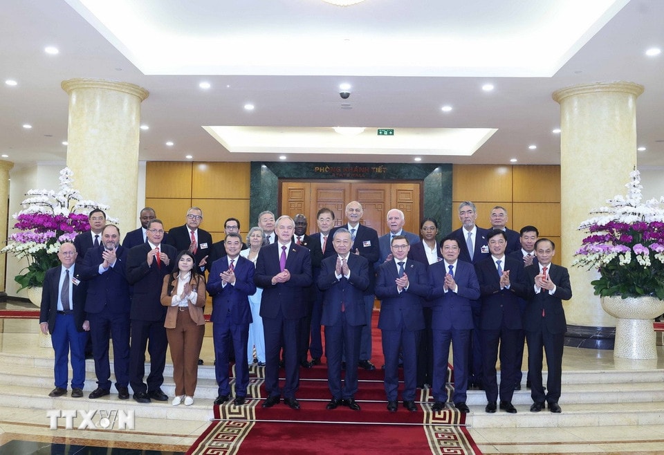 Tổng Bí thư Tô Lâm tiếp Trưởng đoàn chính đảng các nước dự Lễ kỷ niệm 80 năm Cách mạng Tháng Tám và Quốc khánh 2/9. (Ảnh: Thống Nhất/TTXVN)