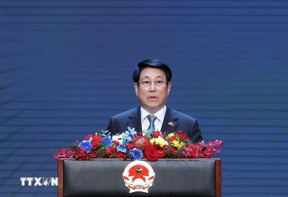 Chủ tịch nước Lương Cường phát biểu. (Ảnh: Lâm Khánh/TTXVN)