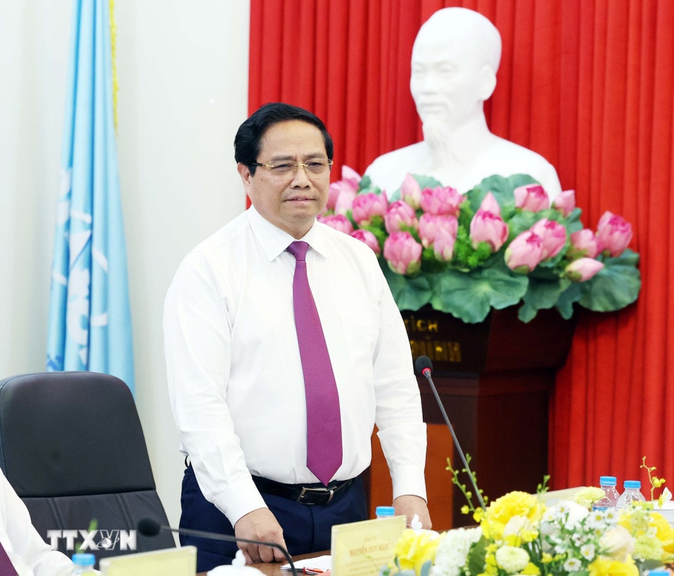 Thủ tướng Phạm Minh Chính phát biểu. (Ảnh: Thống Nhất/TTXVN)