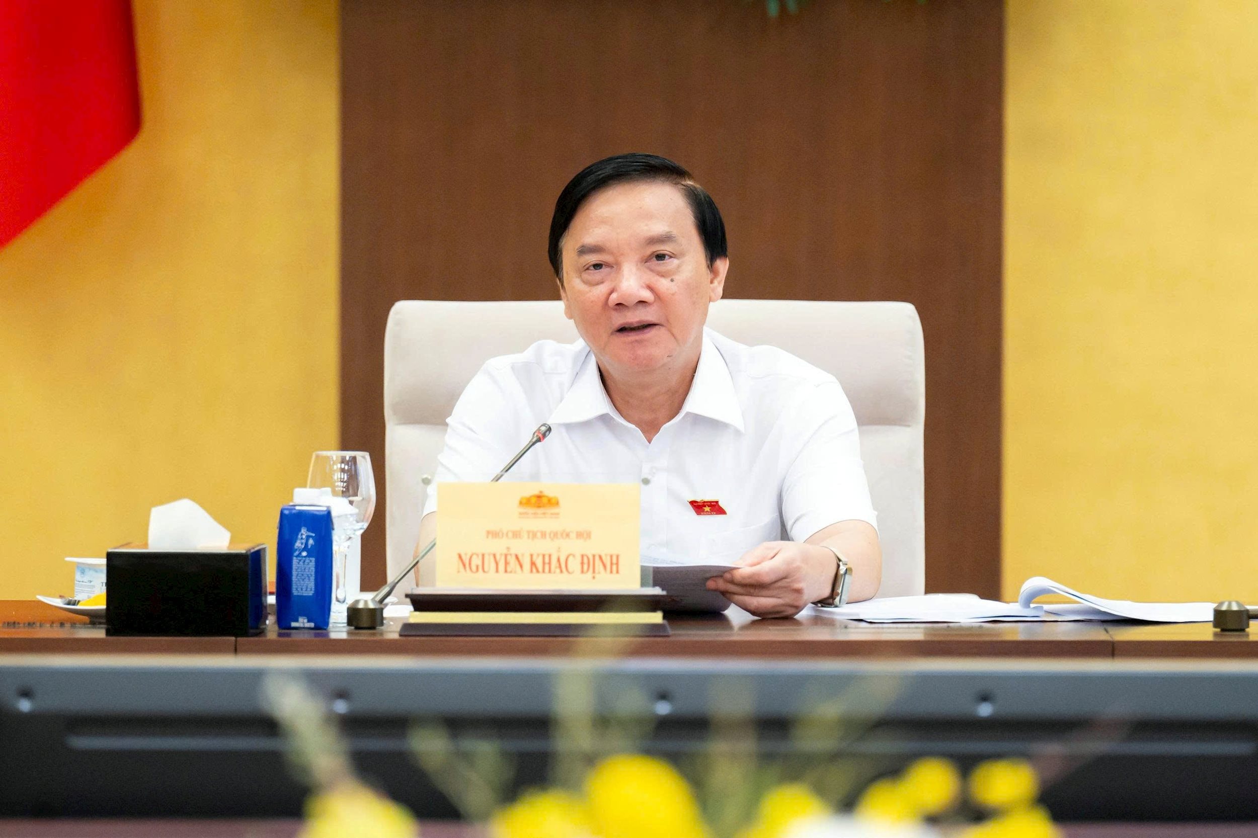 Phó Chủ tịch Quốc hội Nguyễn Khắc Định phát biểu