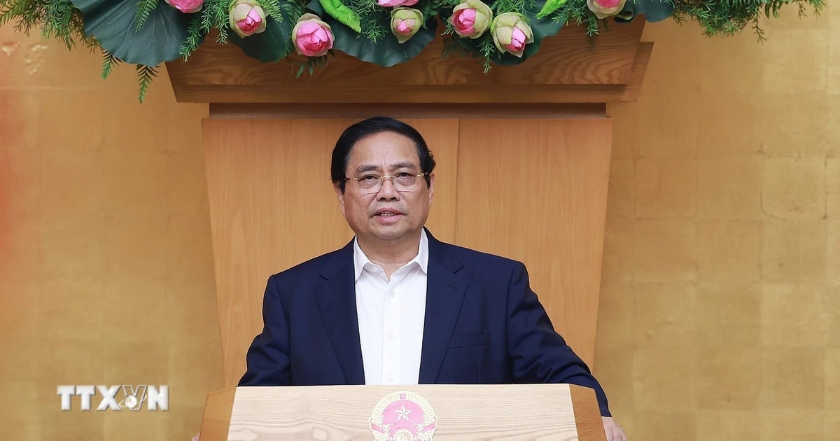Thủ tướng Phạm Minh Chính chủ trì Phiên họp Chính phủ chuyên đề về xây dựng pháp luật tháng 9/2025. (Ảnh: Dương Giang/TTXVN)